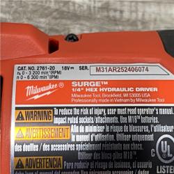AS-IS Milwaukee FUEL SURGE 18V Lithium-Ion Brushless Cordless 1/4 in. Hex Impact Driver with (2) 5.0 Ah Battery and Charger