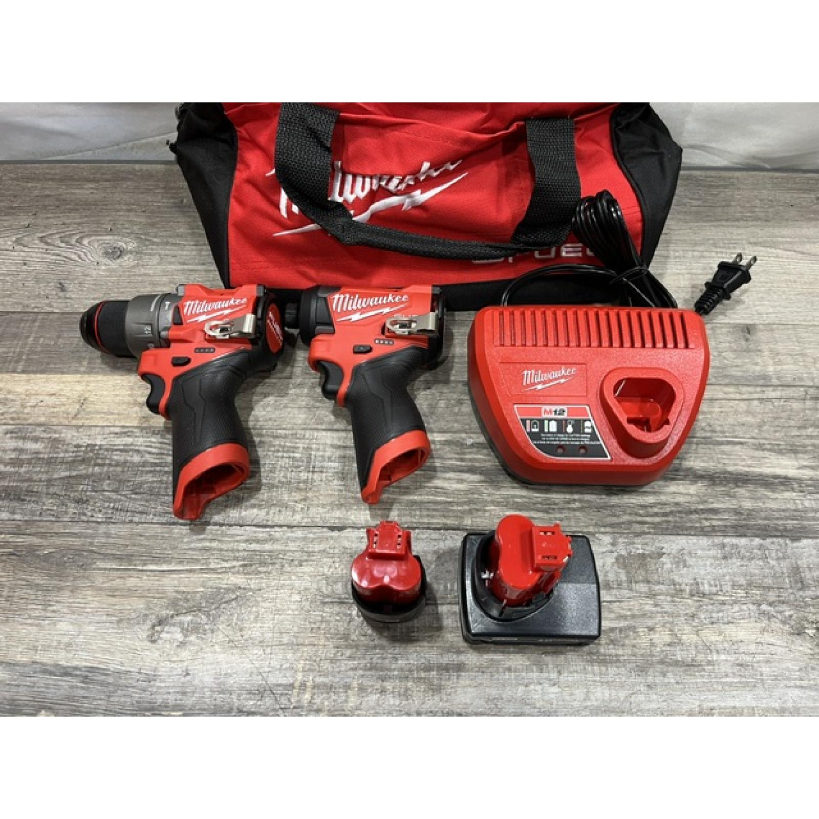 AS-IS Milwaukee FUEL 12-Volt Lithium-Ion Brushless Cordless Hammer Drill and Impact Driver Combo Kit
