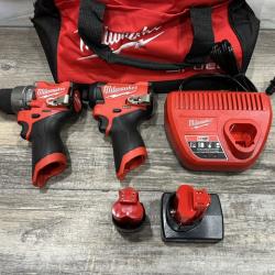 AS-IS Milwaukee FUEL 12-Volt Lithium-Ion Brushless Cordless Hammer Drill and Impact Driver Combo Kit