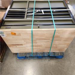 Phoenix Husky Limited Edition 52 in. x 24.5 in. D 10-Drawer Army Green Mobile Workbench with Solid Wood Top