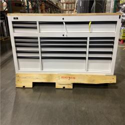 DALLAS LOCATION - Husky Tool Storage 72 in. W x 24 in. D 18-Drawer Heavy Duty Adjustable Height Mobile Workbench Cabinet in Matte White