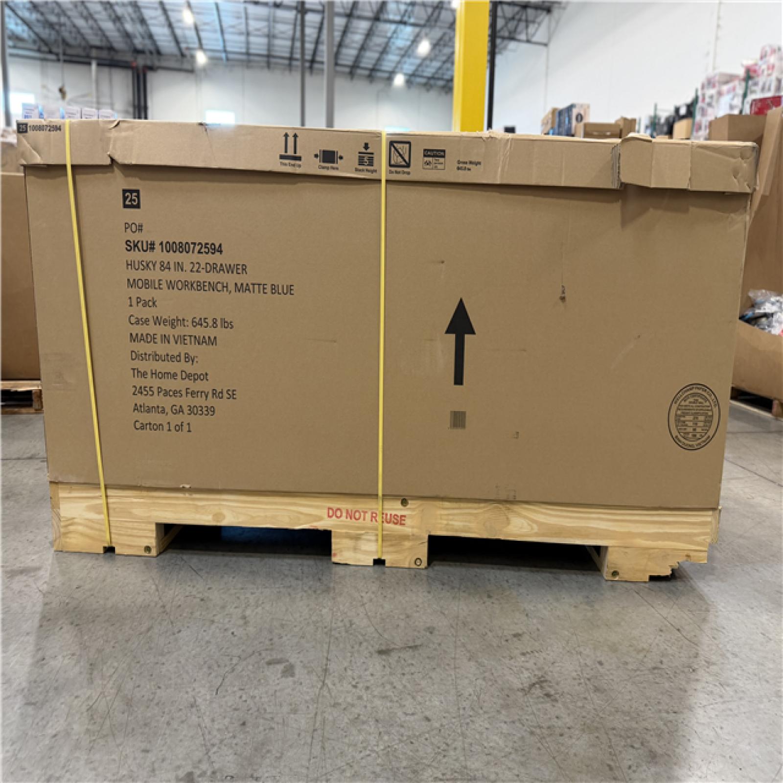 DALLAS LOCATION - HUSKY Tool Storage Heavy Duty 84 in. W x 24 in. D Matte Blue Mobile Workbench Cabinet