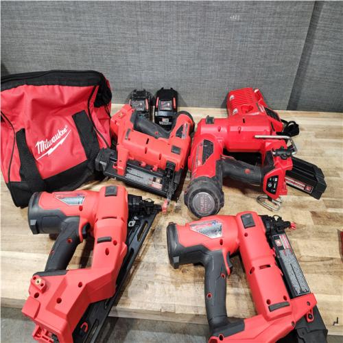 Houston Location AS-IS Milwaukee Nail Guns QTY/4 and Batteries QTY/2 with Charger