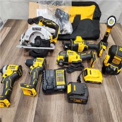 AS-IS DEWALT 20-Volt MAX Lithium-Ion Cordless 7-Tool Combo Kit with 2.0 Ah Battery, 5.0 Ah Battery and Charger