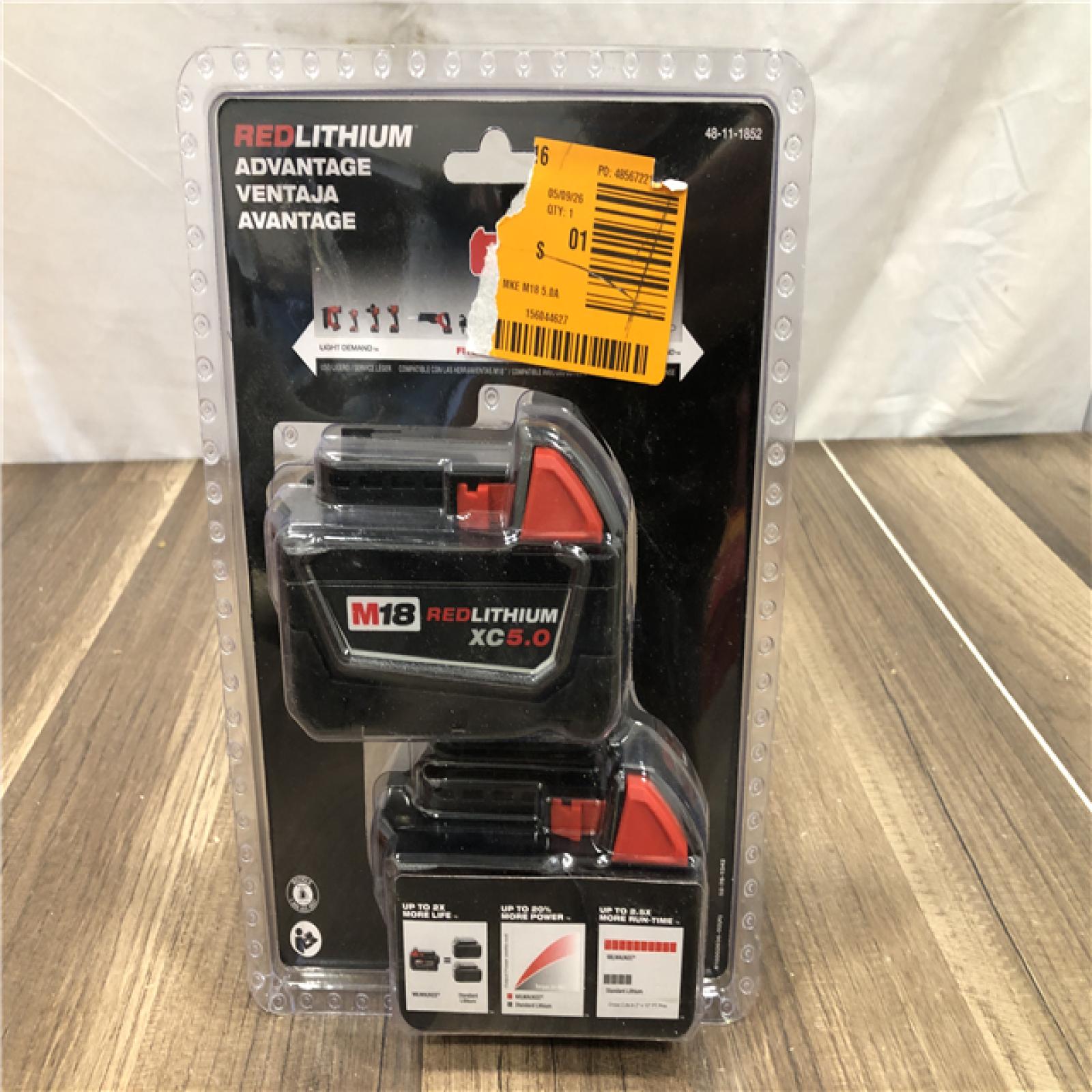 NEW-  Milwaukee 18-Volt Lithium-Ion XC Extended Capacity 5.0 Ah Battery Pack (2-Pack)