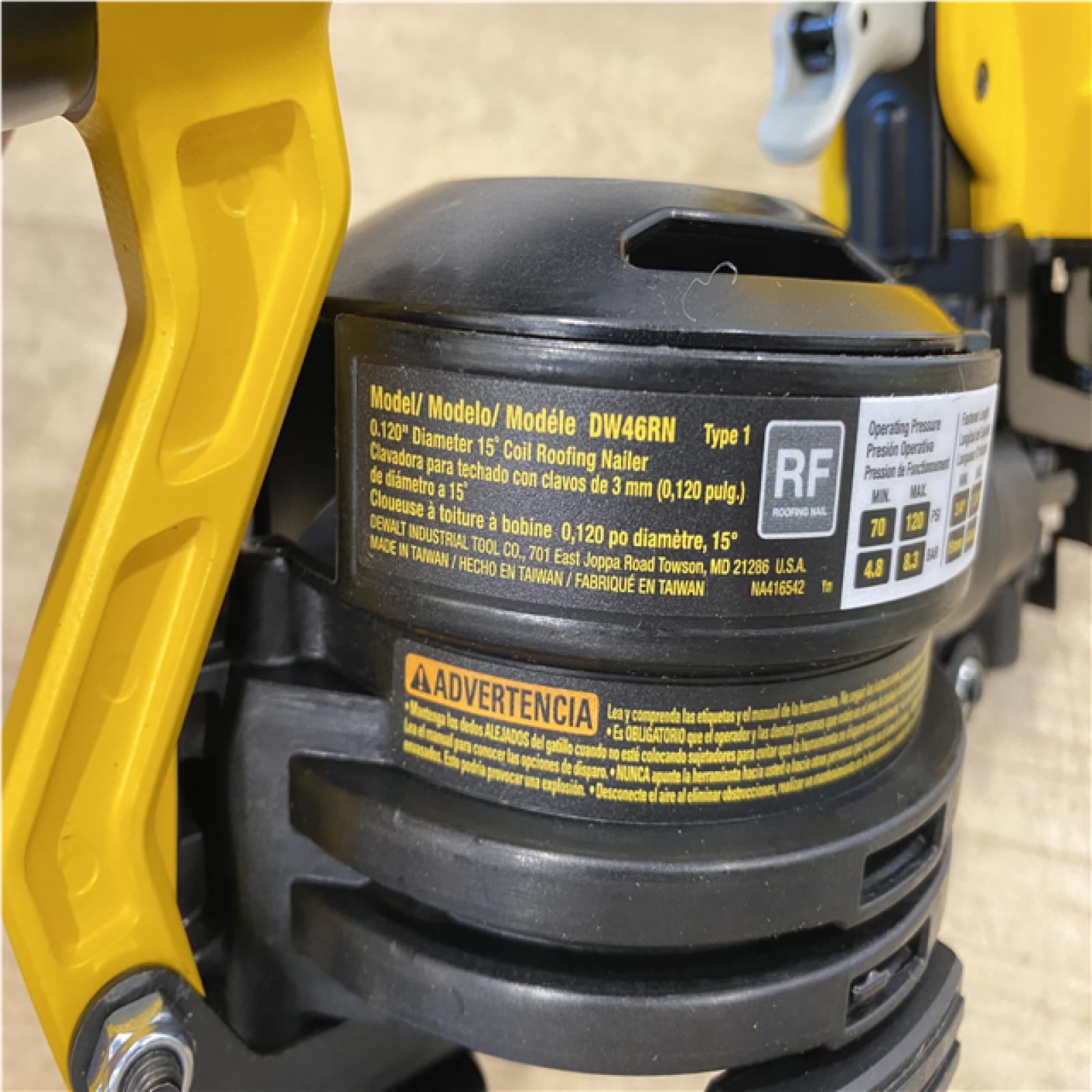 AS-IS DeWalt 1-3/4 in. 15 Degree Pneumatic Coil Roofing Nailer (Tool-Only)