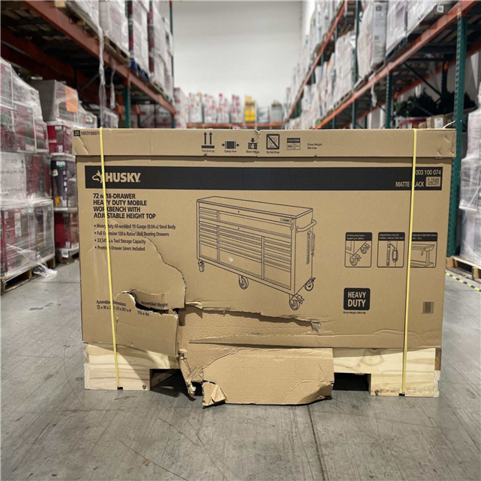 DALLAS LOCATION- HUSKY 72 in. W x 24 in. D Heavy Duty 18-Drawer Mobile Workbench