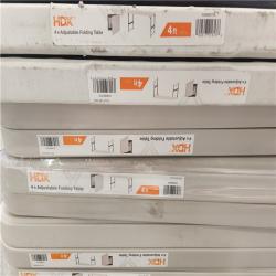 Phoenix HDX 4 ft. Rectangle Almond Resin Top Single Hand Height Adjustable Folding Utility Table Seats 4 Pallet (13-Tables) (7-Chairs)