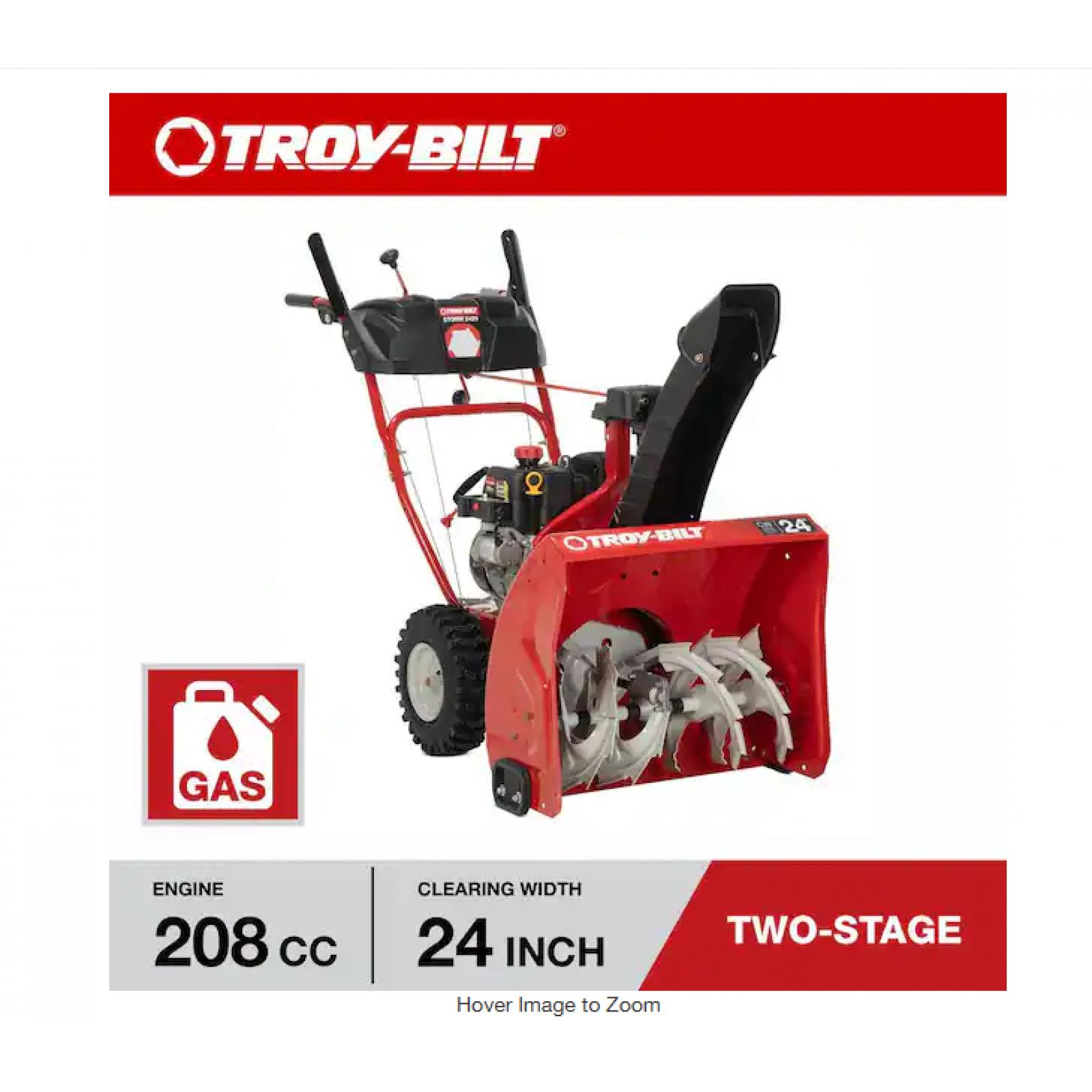 DALLAS LOCATION - Troy-Bilt Storm 24 in. 208 cc 2-Stage Gas Snow Blower with Electric Start Self Propelled