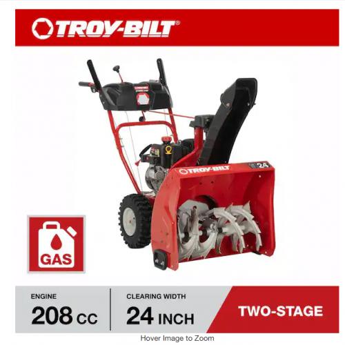 DALLAS LOCATION - Troy-Bilt Storm 24 in. 208 cc 2-Stage Gas Snow Blower with Electric Start Self Propelled