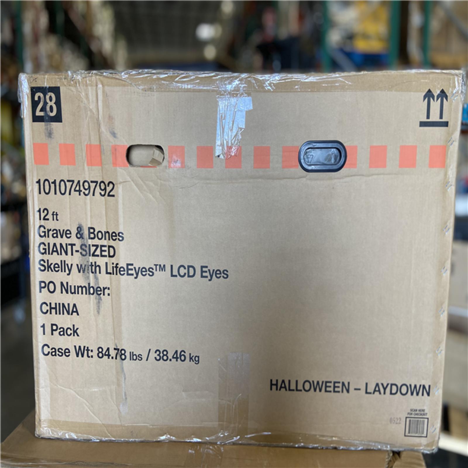 DALLAS LOCATION - Home Accents Holiday 12 ft. Grave & Bones Giant-Sized Skelly with LifeEyes™ LCD Eyes