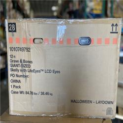 DALLAS LOCATION - Home Accents Holiday 12 ft. Grave & Bones Giant-Sized Skelly with LifeEyes™ LCD Eyes