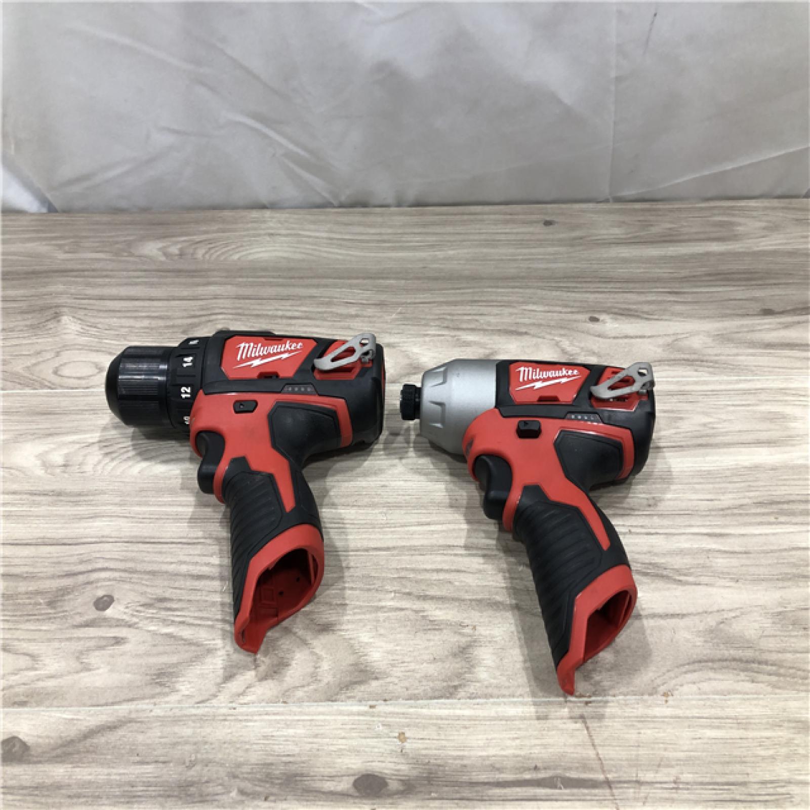 AS-IS Milwaukee 2494-22 M12 Cordless Combination 3/8 Drill / Driver and 1/4 Hex Impact Driver Dual Power Tool Kit