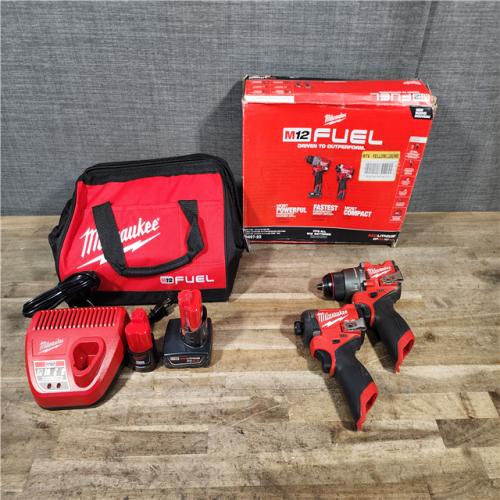HOUSTON LOCATION - AS-IS Milwaukee FUEL 12-Volt Lithium-Ion Brushless Cordless Hammer Drill and Impact Driver Combo Kit