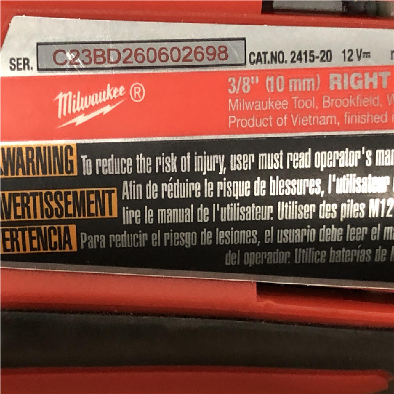 AS-IS Milwaukee M12 12V Lithium-Ion Cordless 3/8 in. Right Angle Drill (Tools-Only) (LOT OF 2)