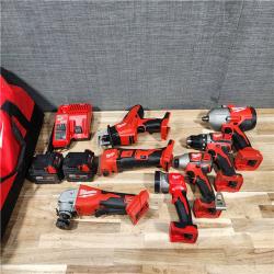 HOUSTON LOCATION - AS-IS Milwaukee 7 Tool Combo Kit W/ (2) Battery & Charger