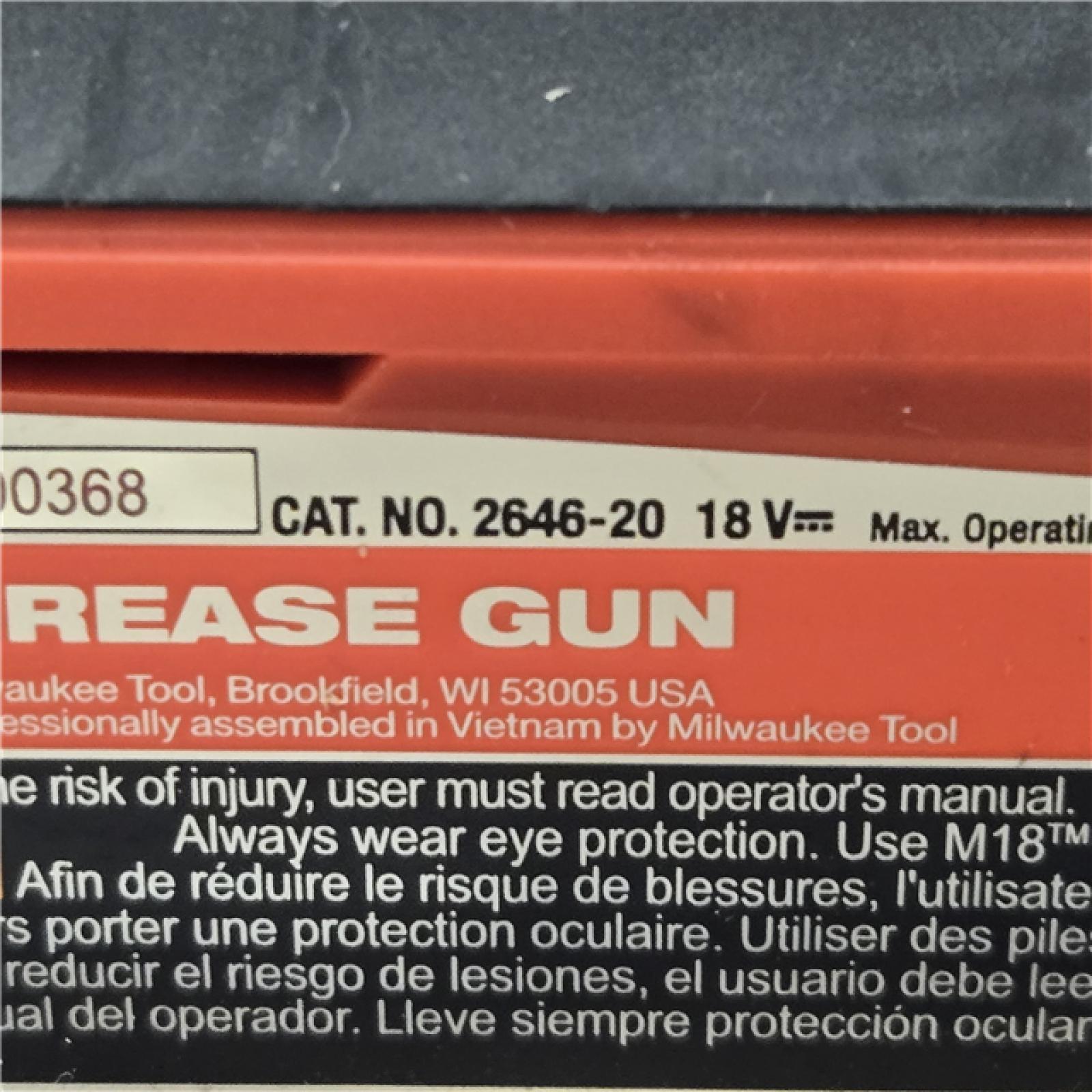 AS-IS Milwaukee 10 000 PSI 14 Oz Battery-Operated Grease Gun (Tool-Only) | Part #2646-20