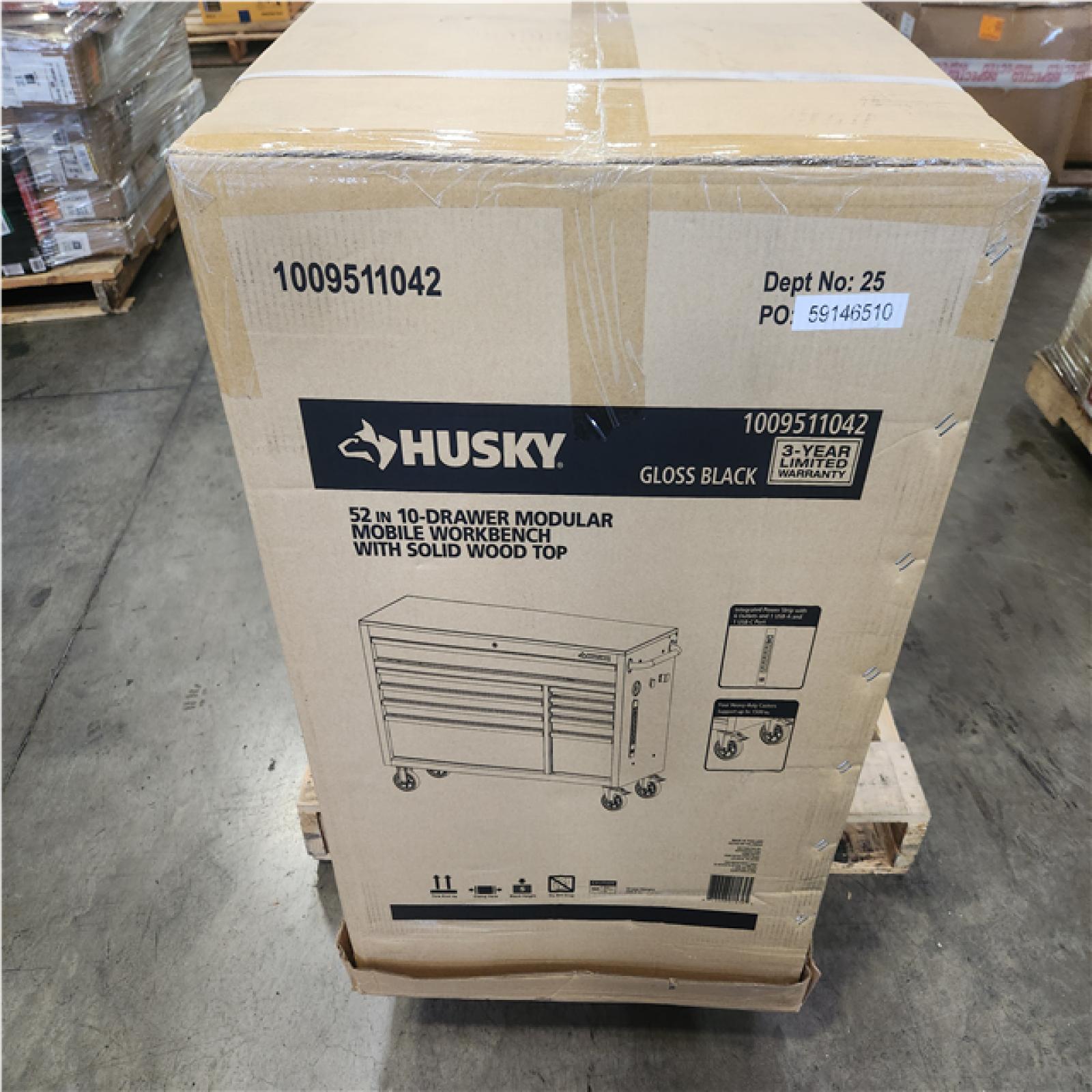 Phoenix NEW Husky Modular Tool Storage 52 in. W x 20 in. D Standard Duty Black Mobile Workbench Cabinet