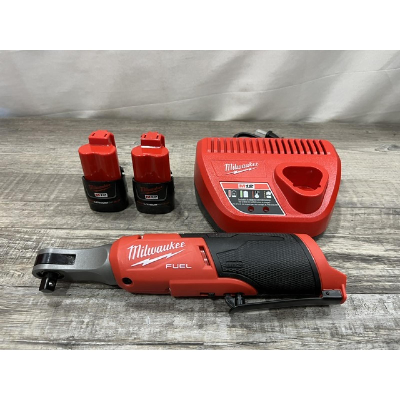 AS-IS Milwaukee FUEL 12V Lithium-Ion Brushless Cordless High Speed 3/8 in. Ratchet Kit