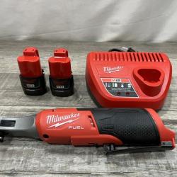 AS-IS Milwaukee FUEL 12V Lithium-Ion Brushless Cordless High Speed 3/8 in. Ratchet Kit