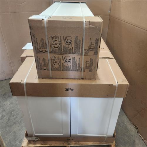 Phoenix AS-IS Mixed Hampton Bay Assembled Base Kitchen Cabinet in Satin White Pallet (4-Cabinets)