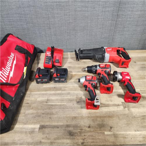 HOUSTON LOCATION - AS-IS (APPEARS LIKE NEW) MILWAUKEE 4 TOOL COMBO KIT W/ (2) BATTERY & CHARGER