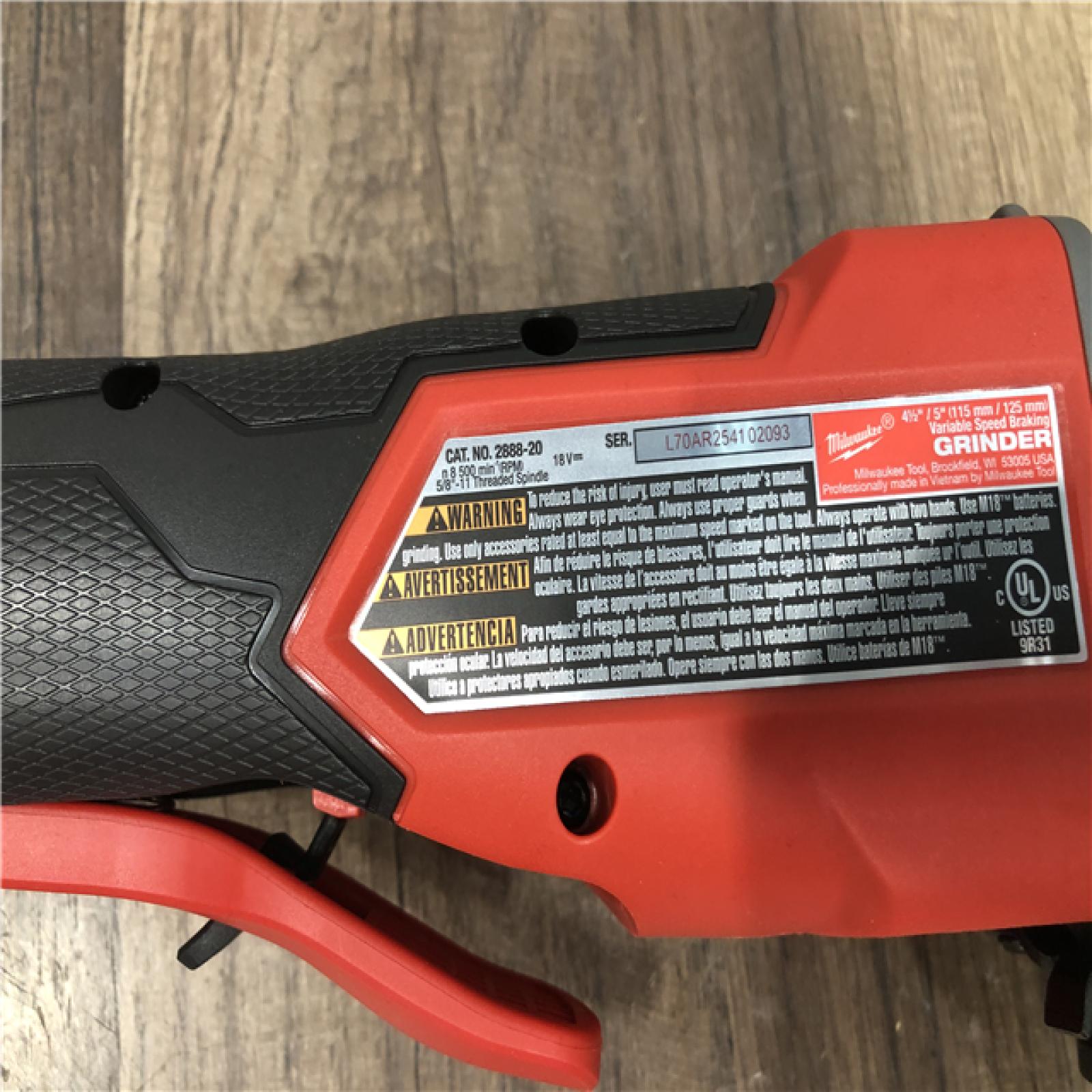 AS-IS Milwaukee FUEL 18V Lithium-Ion Brushless Cordless 4-1/2 in./5 in. Grinder with Variable Speed & Paddle Switch (Tool-Only)