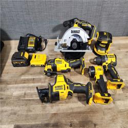 HOUSTON LOCATION - AS-IS DEWALT 20-Volt MAX Lithium-Ion Cordless 6-Tool Combo Kit with 2.0 Ah Battery, 5.0 Ah Battery and Charger