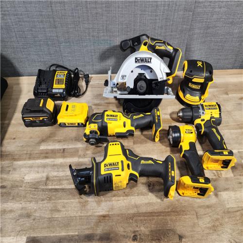 HOUSTON LOCATION - AS-IS DEWALT 20-Volt MAX Lithium-Ion Cordless 6-Tool Combo Kit with 2.0 Ah Battery, 5.0 Ah Battery and Charger