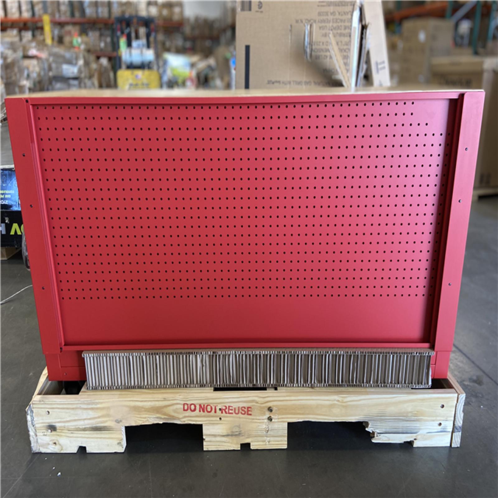 DALLAS LOCATION - Milwaukee 61 in. 11-Drawer/1-Door 22 in. D Mobile Workbench with Sliding Pegboard Back Wall in Red/Black