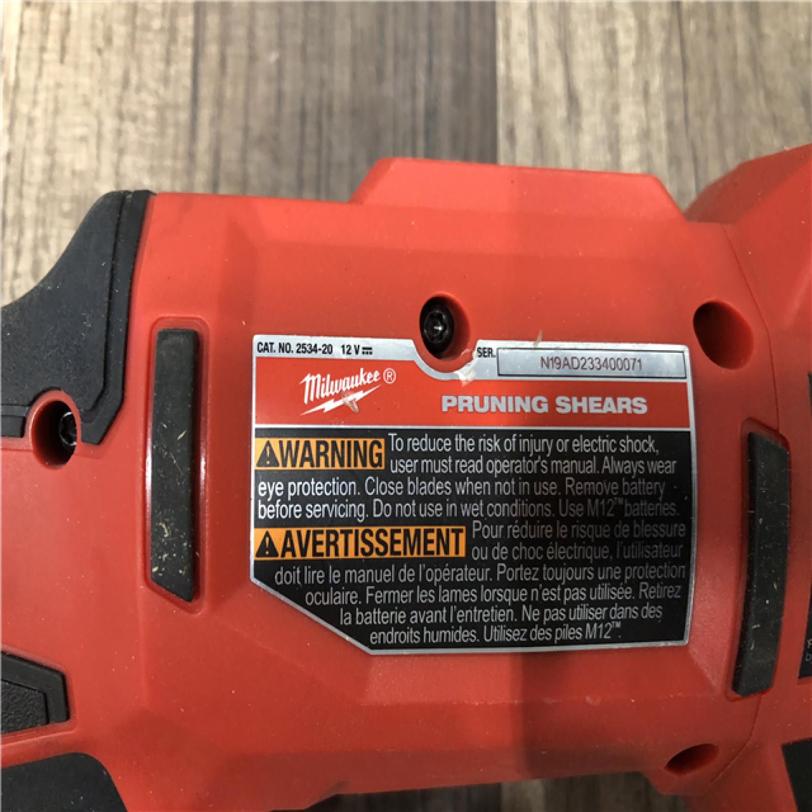 AS-IS Milwaukee M12 12V Cordless Brushless Pruner Shears (Tool Only)