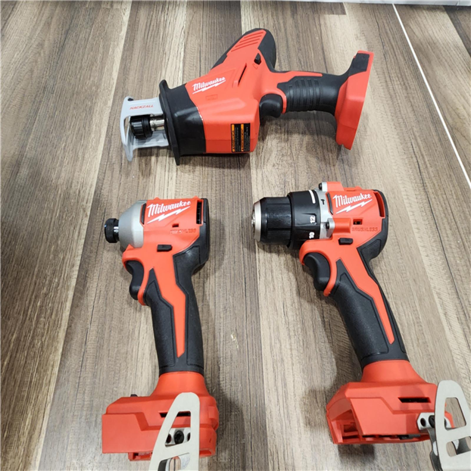 AS-IS Milwaukee M18 18-Volt Lithium-Ion Brushless Cordless Combo Kit (4-Tool) with 2-Batteries, 1-Charger and Tool Bag