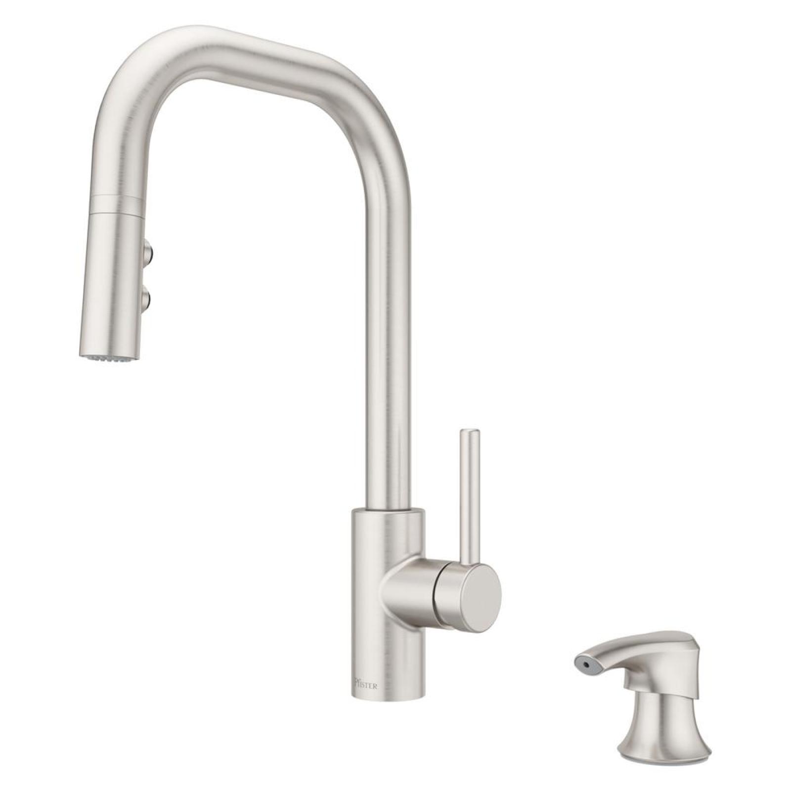 NEW! Pfister Zanna Pull Down Sprayer Kitchen Faucet with Deckplate and Soap Dispenser in Spot Defense Stainless Steel