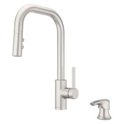 NEW! Pfister Zanna Pull Down Sprayer Kitchen Faucet with Deckplate and Soap Dispenser in Spot Defense Stainless Steel