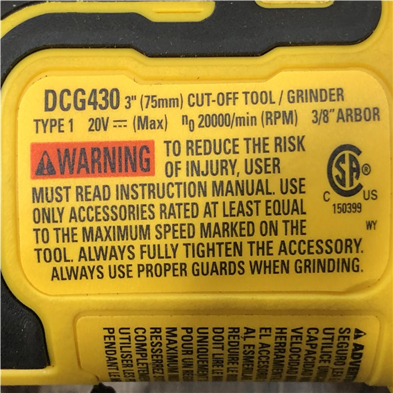 AS-IS DeWalt 20V MAX XR 3 in. Cordless Brushless Compact Cut-Off Tool Tool Only