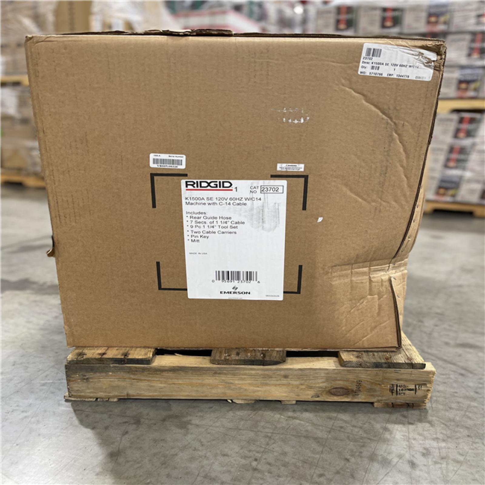 DALLAS LOCATION - RIDGID K1500A Sectional Machine for 2-8 in. Lines  with Mitt  Pin Key  Rear Guide Hose  C-14 Cable  2 Cable Carriers  Tool Set