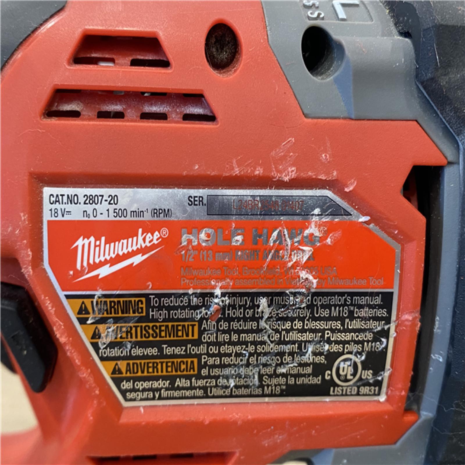 AS-IS Milwaukee FUEL GEN II 18V Lithium-Ion Brushless Cordless 1/2 in. Hole Hawg Right Angle Drill (Tool-Only)