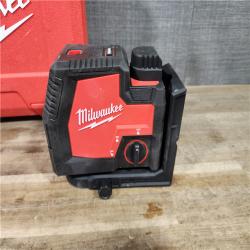 HOUSTON LOCATION - AS-IS Milwaukee-3522-21 Green Beam Laser Cross Line Plumb Point Rechargeable USB Kit