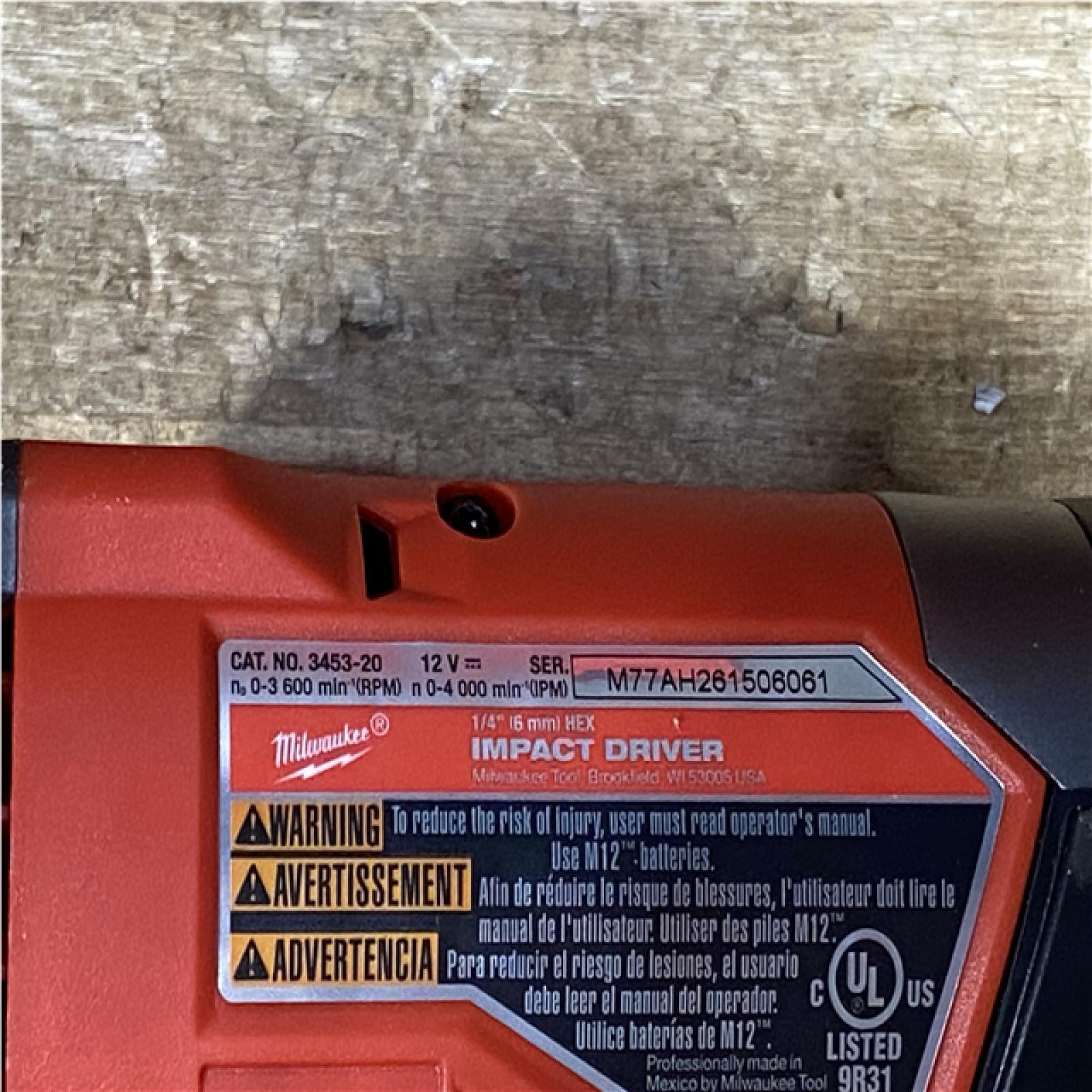 Houston Location AS-IS Milwaukee FUEL 12V Lithium-Ion Brushless Cordless 1/4 in. Hex Impact Driver and Battery
