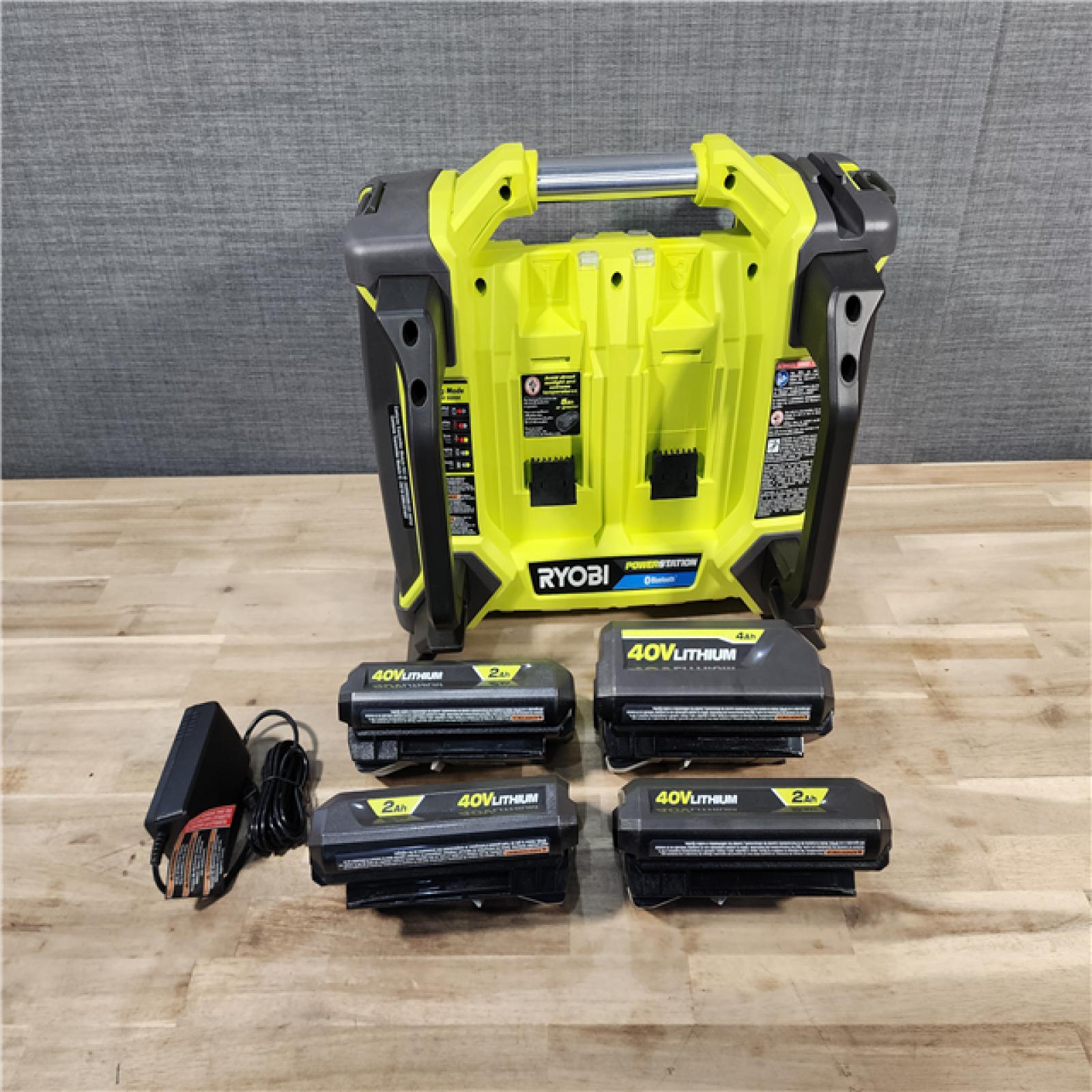 HOUSTON LOCATION - AS-IS RYOBI 40V 1800-Watt Portable Battery Power Station Inverter Generator and 4-Port Charger W/ (4) BATTERY