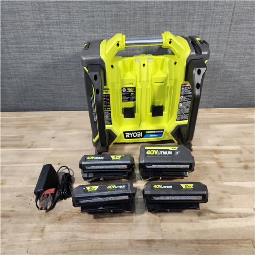 HOUSTON LOCATION - AS-IS RYOBI 40V 1800-Watt Portable Battery Power Station Inverter Generator and 4-Port Charger W/ (4) BATTERY