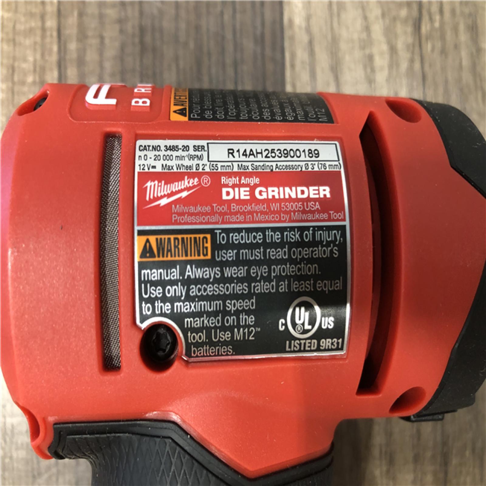 AS-IS Milwaukee  FUEL 12V Lithium-Ion Brushless Cordless 1/4 in. Right Angle Die Grinder (Tool-Only)