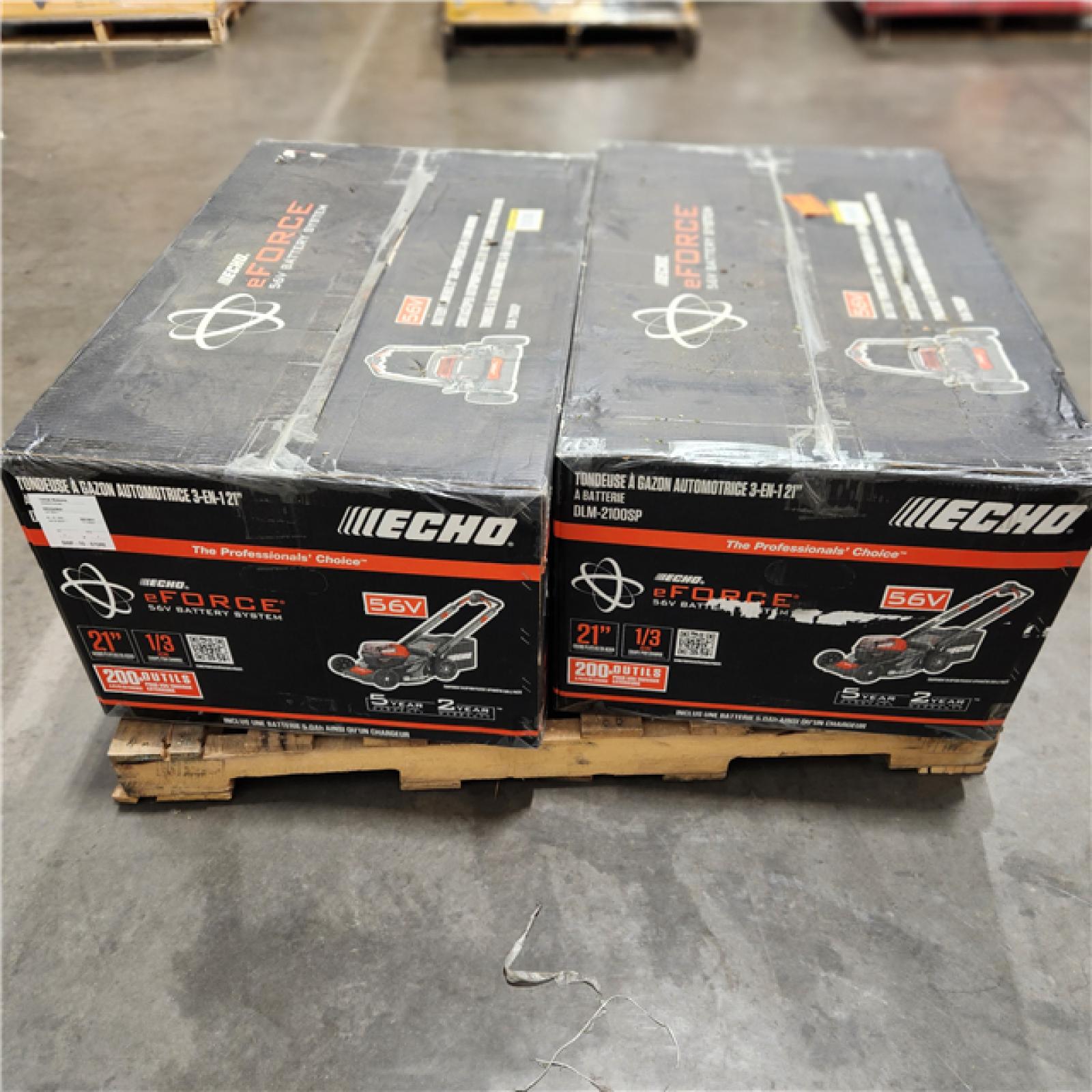 Dallas Location -NEW- ECHO 56V 21 in. Cordless Battery Lawn Mower with 5.0Ah Battery and Charger(Lot Of 2)