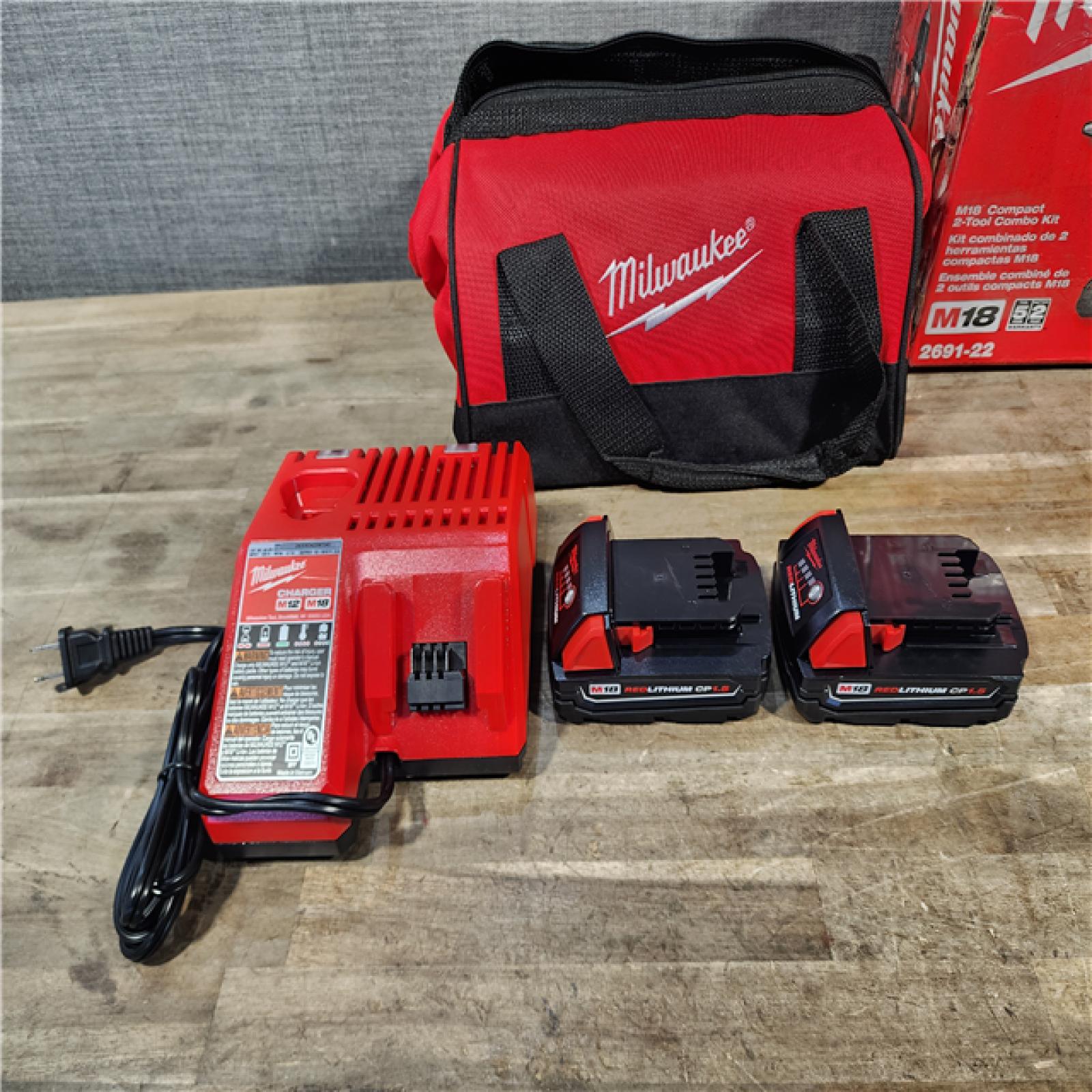 HOUSTON LOCATION - AS-IS Milwaukee 18V Cordless Brushed 2-Tool Drill/Driver and Impact Driver Kit