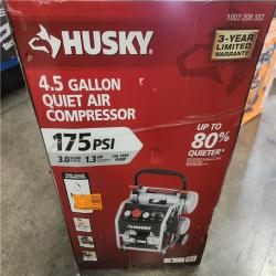 Phoenix LIKE NEW Husky 4.5 Gal. 175 PSI Portable Electric Oil-Free Quiet Twin Stack Jobsite Air Compressor w/Rubber Wheels and 2-Quick Couplers