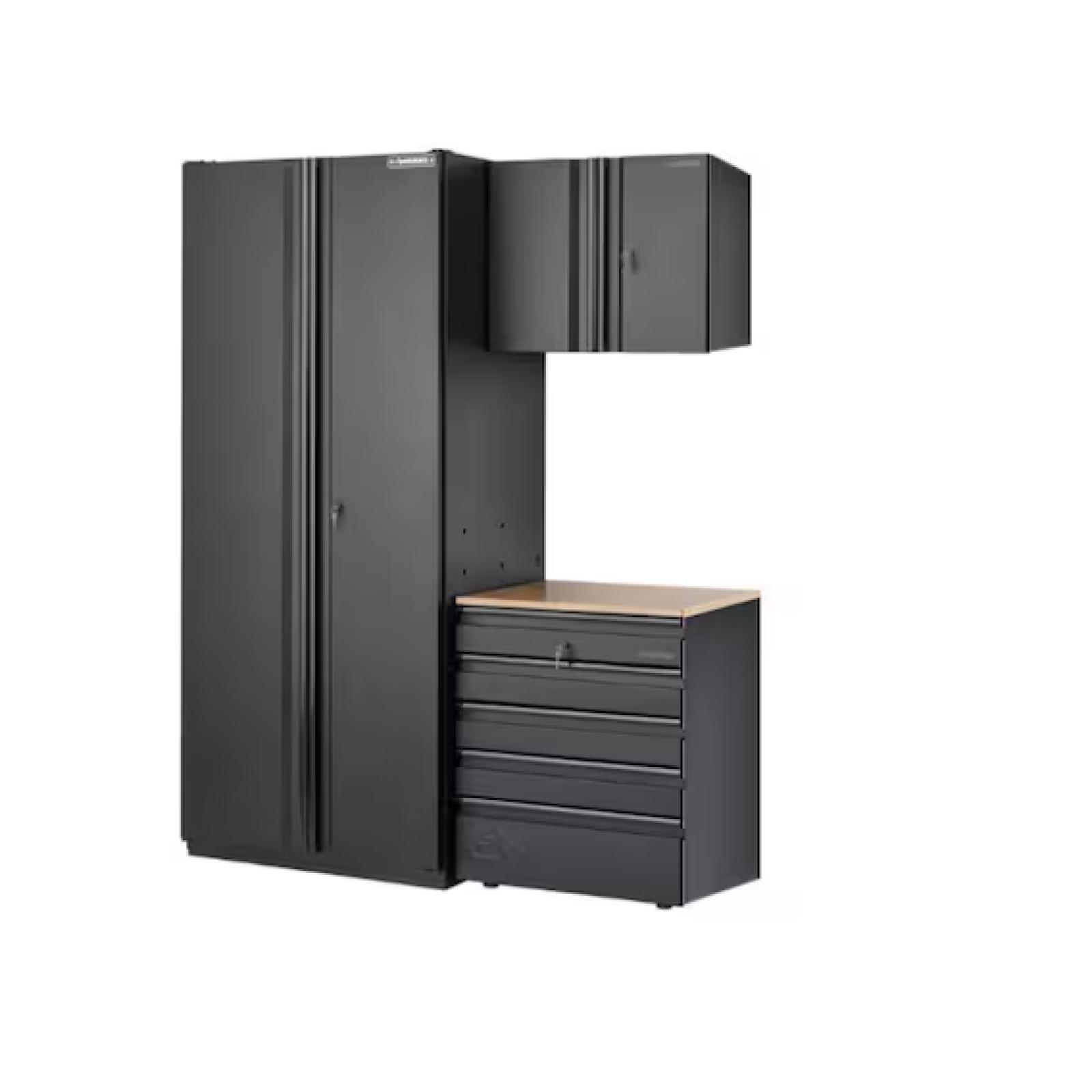 DALLAS LOCATION - Husky 3-Piece Heavy Duty Welded Steel Garage Storage System in Black (64 in. W x 81 in. H x 24 in. D)