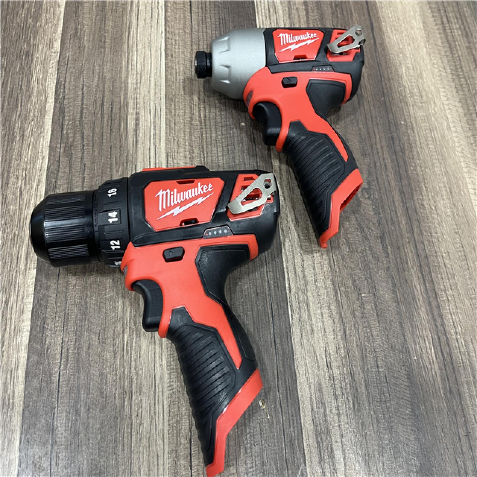 AS-IS MILWAUKEE M12 12V Lithium-Ion Cordless Combo Kit (5-Tool) with Two 1.5Ah Batteries, Charger & Tool Bag