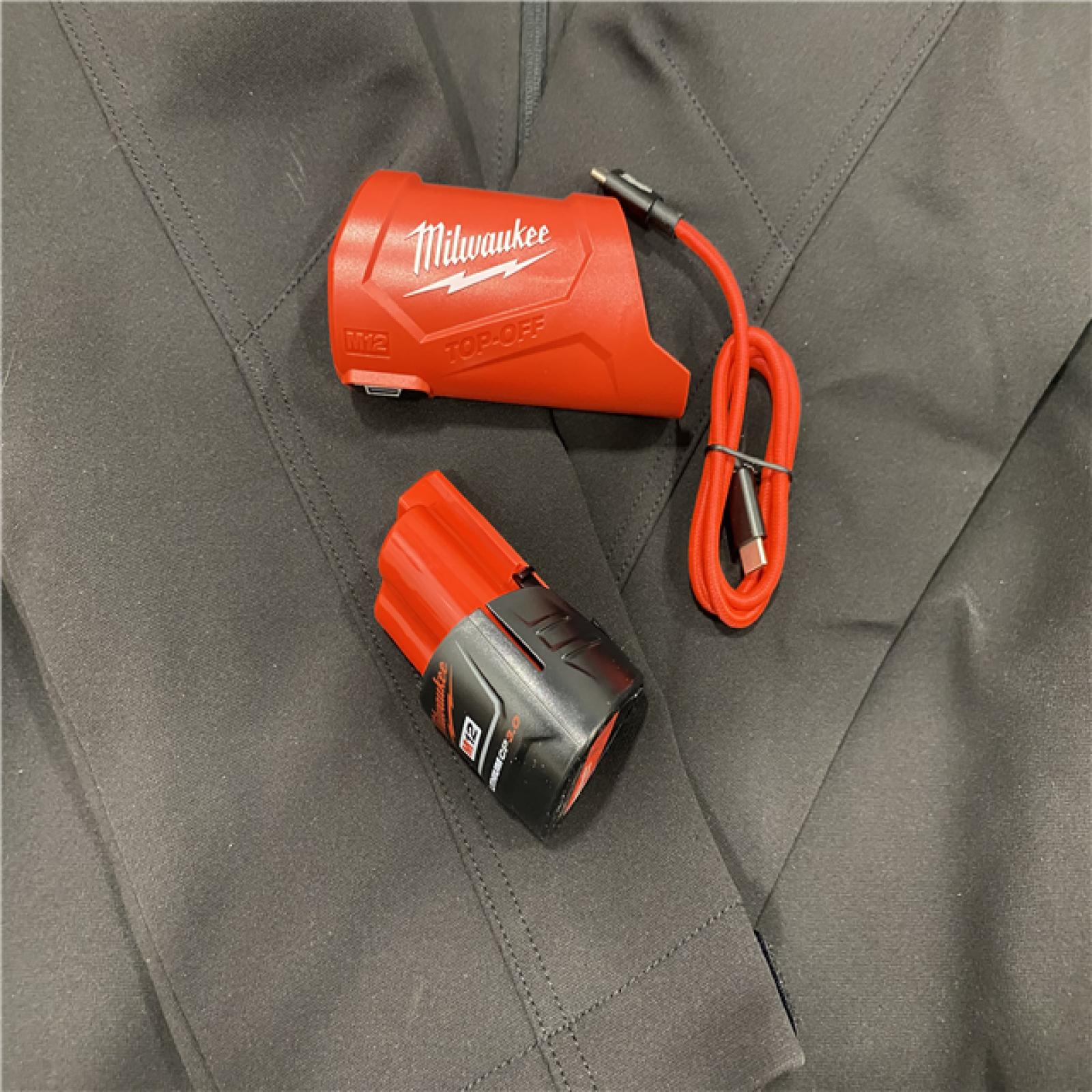 AS-IS Milwaukee Men's X-Large 12-Volt Lithium-Ion Cordless Tough Shell Black Heated Jacket Kit