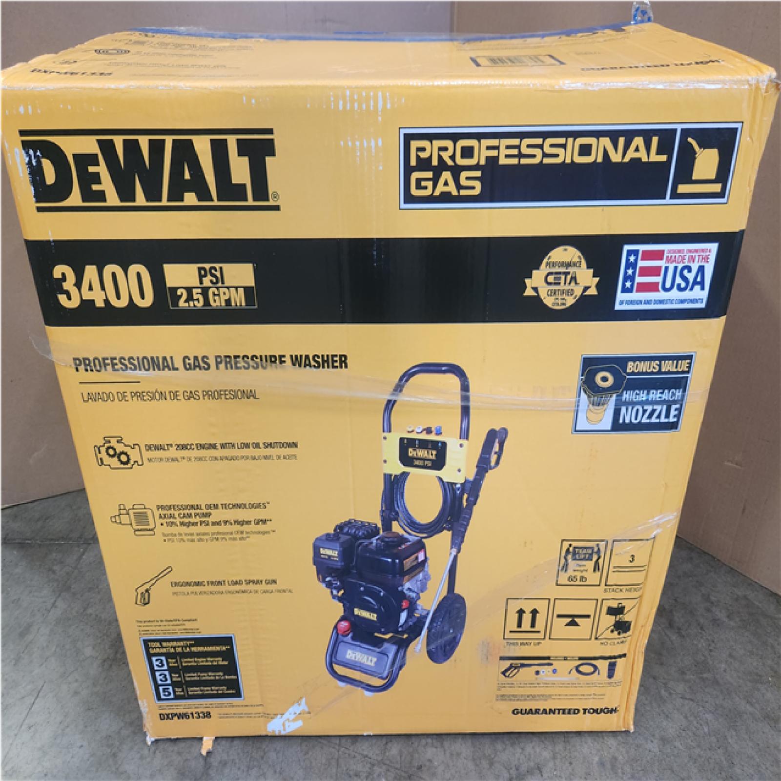 Phoenix NEW DEWALT 3400 PSI 2.5 GPM Gas Cold Water Pressure Washer with DeWalt 210 Engine