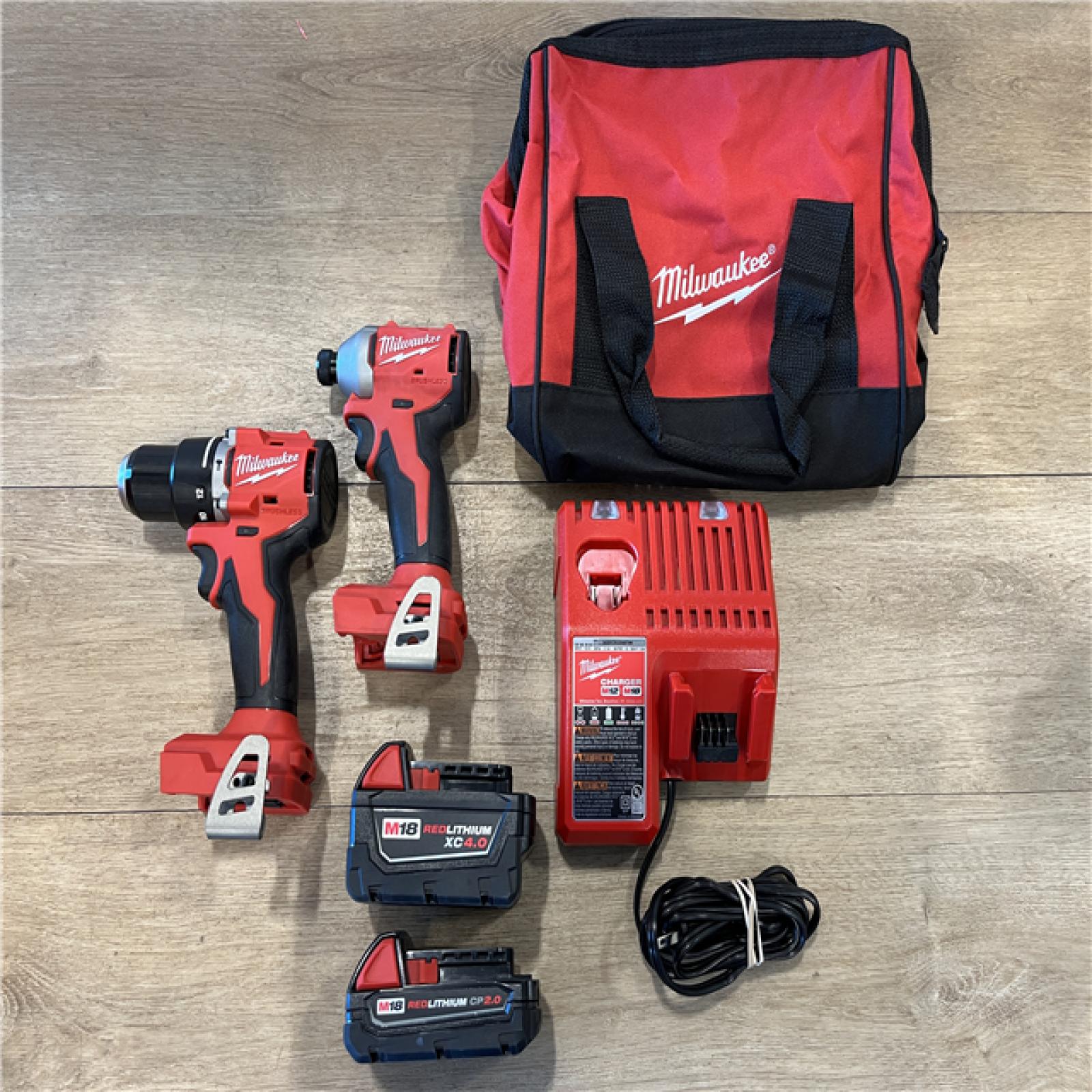 AS-IS Milwaukee 18-Volt Lithium-Ion Brushless Cordless Compact Hammer Drill/Impact Combo Kit